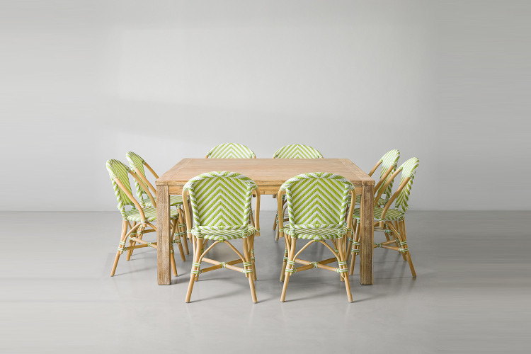 Clayden Tara 8 Seater Square Dining Set (1.6m) - Green & White -