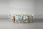 Clayden Bistro 6 Seater Dining Set (1.8m) - Light Teal & White -