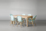 Clayden Bistro 6 Seater Dining Set (1.8m) - Light Teal & White -