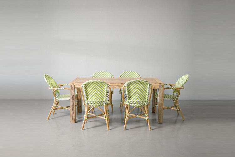 Clayden Bistro 6 Seater Dining Set (1.8m) - Green & White - 