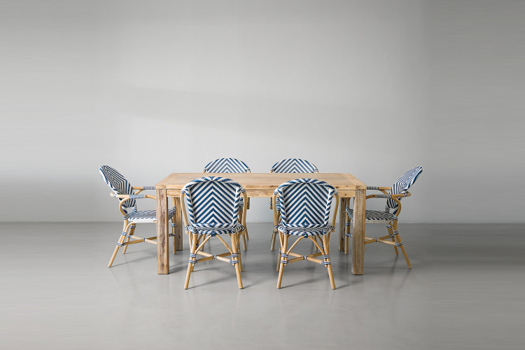 Clayden Bistro 6 Seater Dining Set (1.8m) - Navy & White - 