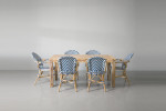 Clayden Bistro 6 Seater Dining Set (1.8m) - Navy & White -