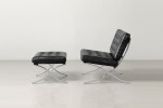 Replica Barcelona Leather Chair + Footstool - Black -