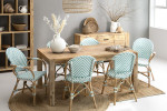 Clayden Bistro 6 Seater Dining Set (1.8m) - Light Teal & White - 