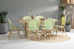 Luciana Tara 6 Seater Patio Dining Set - Green & White - 1.7m -