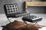 Replica Barcelona Leather Chair + Footstool - Black - 