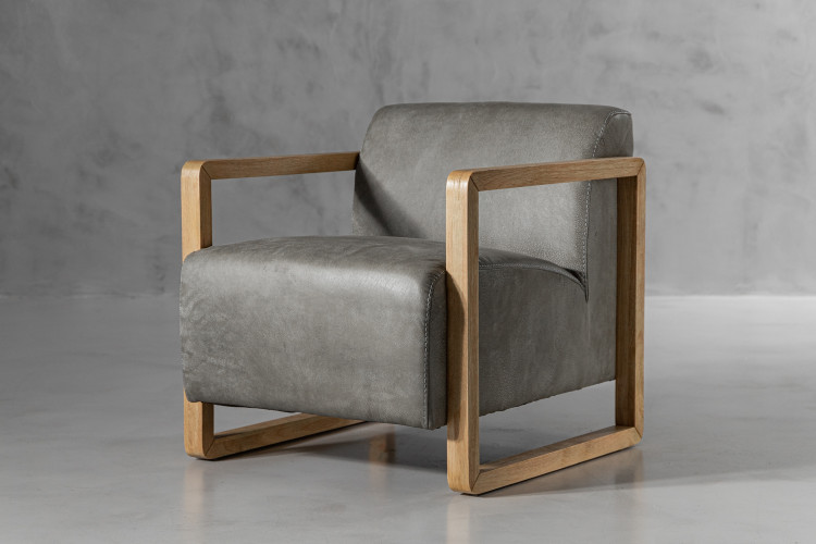 Baku Leather Armchair - Graphite Occasional Chairs - 1