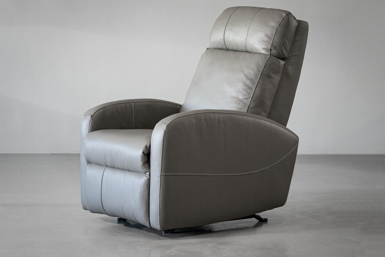 Benton Leather Rocker Recliner - Grey Recliner Couches - 1