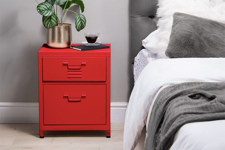 Gable Steel Pedestal - Red | Pedestals and Bedside Tables | Bedroom | Cielo -