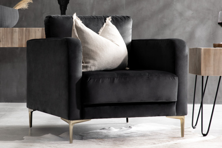 Hayden Velvet Armchair - Midnight -