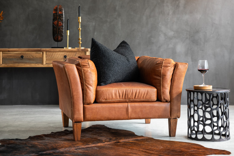 Granger Leather Armchair - Vintage Tan Armchairs - 1