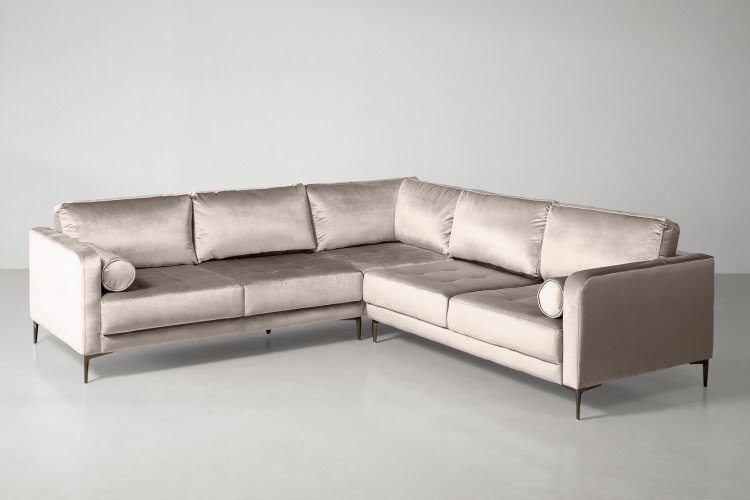 Hayden Velvet Corner Couch - Champagne -