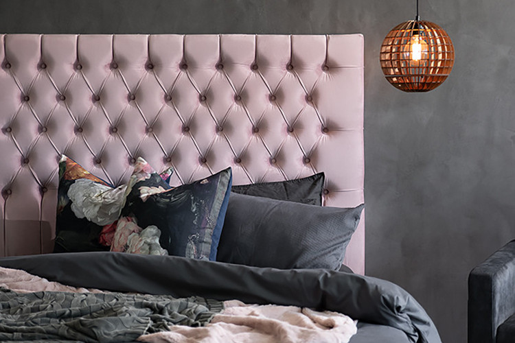 Kate Headboard Double - Velvet Pink Double Headboards - 2