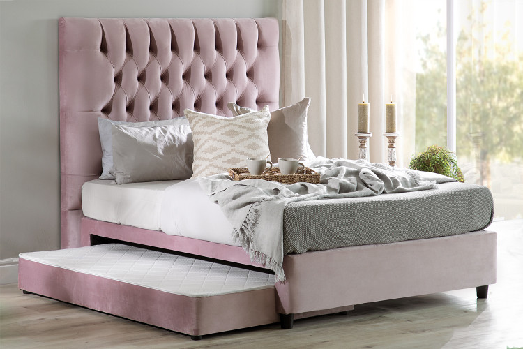 Skyler Dual Function Bed - Queen - Velvet Pink Queen Size Beds - 1