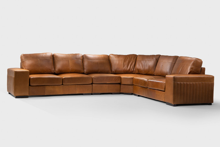 Nixon Four Piece Leather Corner Couch - Desert Tan