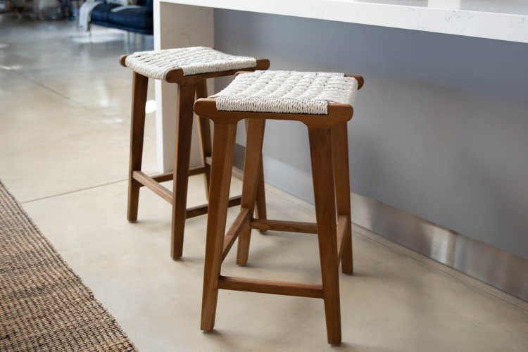 Matteo Teakwood Bar Stool - White