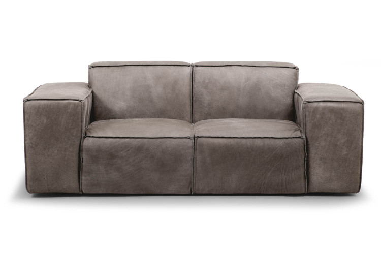 Jagger 2 Seater Leather Couch - Graphite