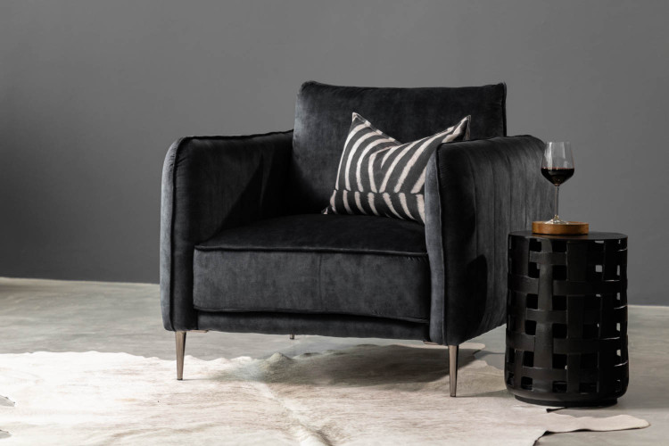 Ottavia Velvet Armchair - Aged Mercury