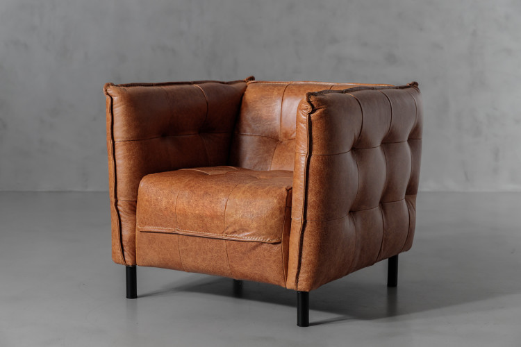 Edison Leather Armchair - Vintage Tan Armchairs - 1