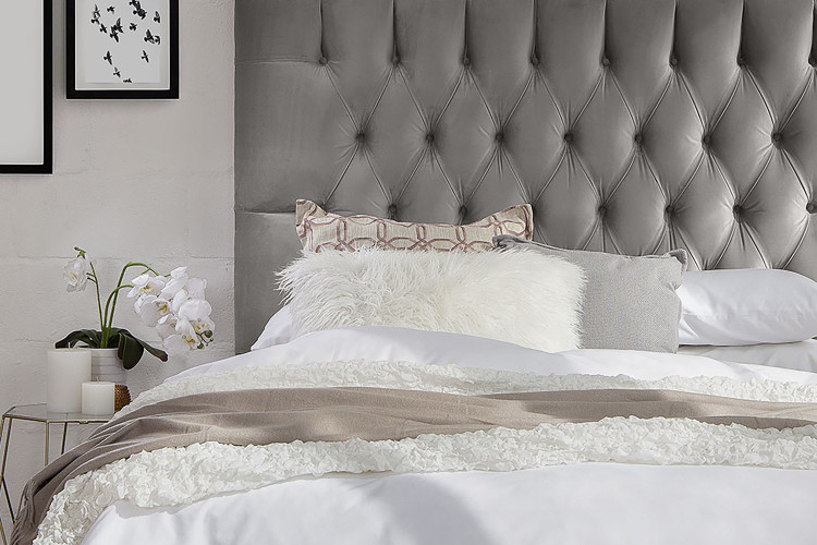 Catherine Headboard - Double - Velvet Grey Double Headboards - 1