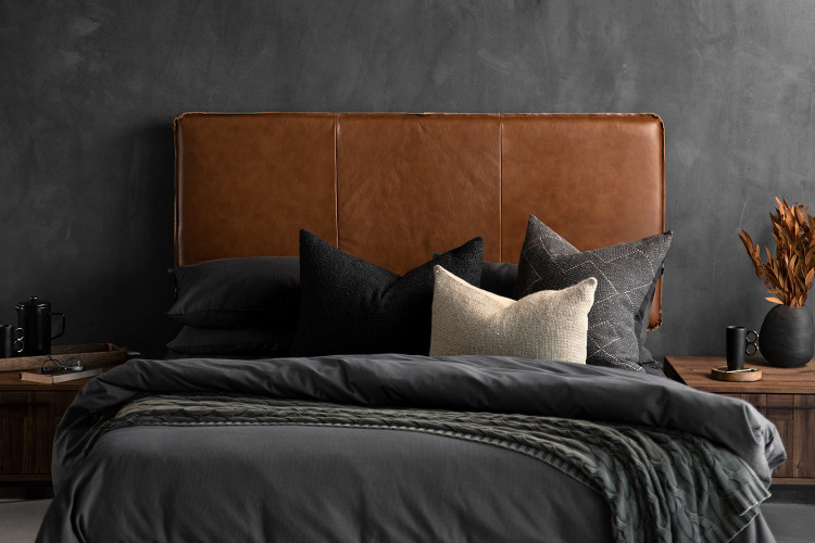 Matlock Leather Headboard - Queen - Tan Queen Headboards - 1