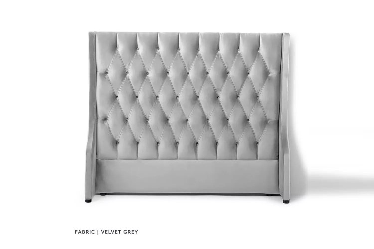 Madison - Queen Headboard - Velvet Light Grey Queen Headboards - 4