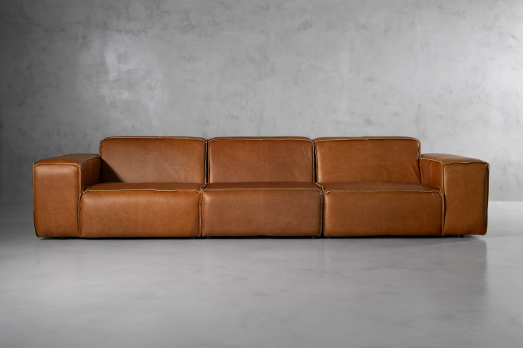 Jagger Leather Modular - 4-Seater Couch - Desert Tan Genuine Leather Couches - 1