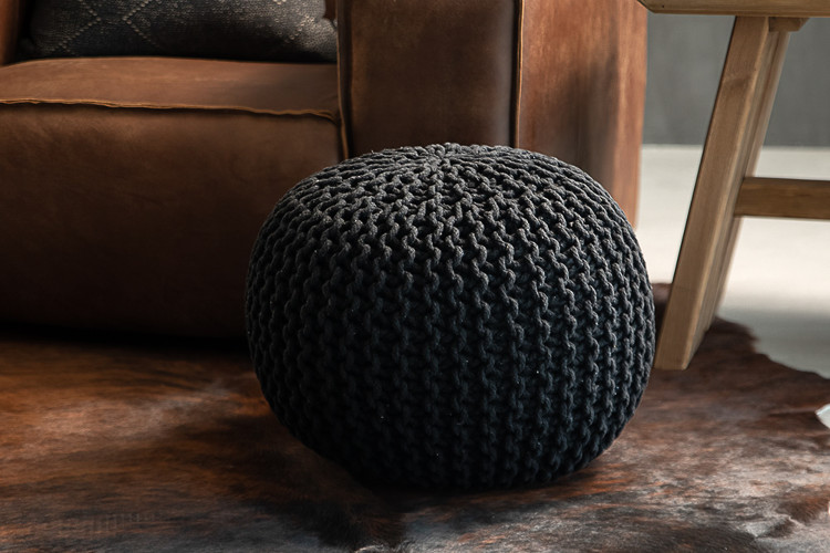 Cotton Pouf - Black Poufs, Ottomans & Footstools - 21 Days of Deals - 6