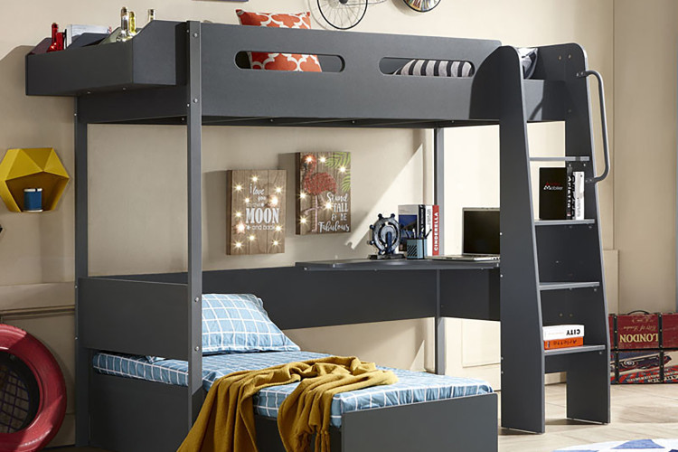 Meteor Study Bunk Bed - Charcoal Bunk Beds - 1