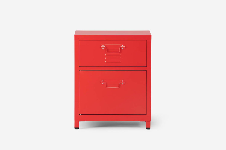 Gable Steel Pedestal - Red | Pedestals and Bedside Tables | Bedroom | Cielo -