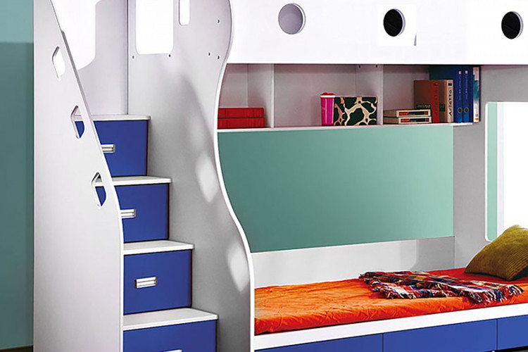 Storage Bunk Bed - Blue Bunk Beds - 1