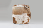 Brown and White Cow Hide Leather Door Stop  -